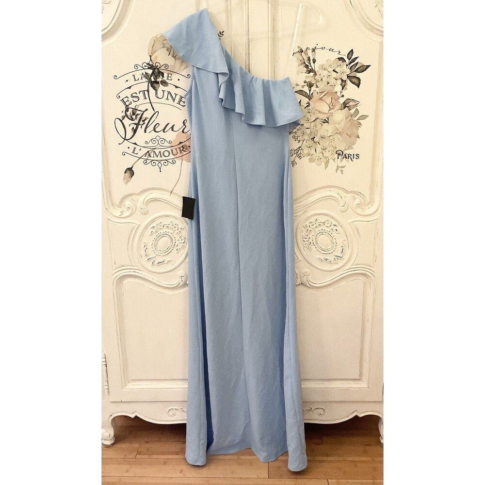 Lulu's Light Blue One-Shoulder Ruffle Maxi Dress - Picture 9 of 12